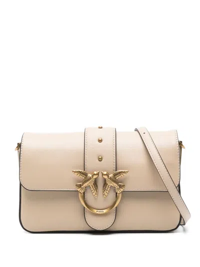 Pinko Mini Love One Slouchy Shoulder Bag In Neutrals