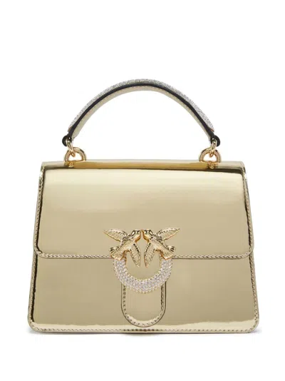 Pinko Mini Love One Tote Bag In Gold