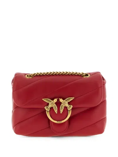 Pinko Mini Love Puff Baby Quilted Leather Shoulder Bag In Red