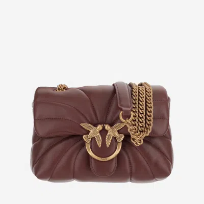 Pinko Mini Love Bag Puff Butterfly Quilted Shoulder Bag In Burgundy