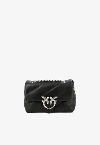 Pinko Mini Love Puff Maxi Quilt Leather Crossbody Bag In Black