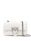 Pinko Love Mini Puff Logo Plaque Shoulder Bag In Bianco Seta-old Silver