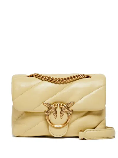 Pinko Mini Love Quilted Chain Cross Body Bag In Yellow
