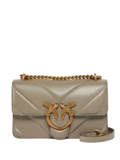 Pinko Mini Love Quilted Cross Body Bag In Gray