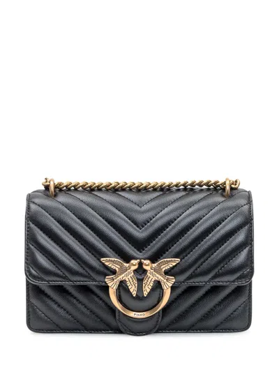 Pinko Mini Love Quilted Shoulder Bag In Black