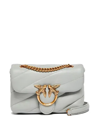 Pinko Mini Love Quilted Shoulder Bag In Gray