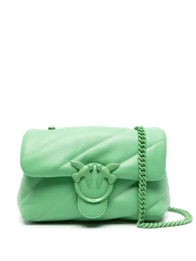 Pinko Mini Love Quilted Shoulder Bag In Green