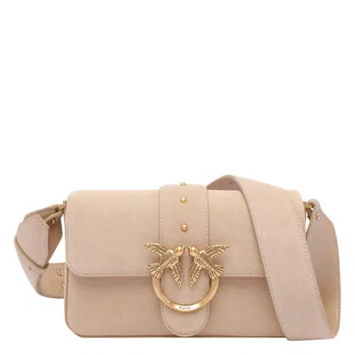 Pinko Mini Love Slouchy Shoulder Bag In Sand