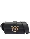 Pinko Love One Mini Slouchy Leather Shoulder Bag In Black
