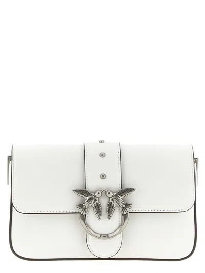 Pinko Mini Love Slouchy Shoulder Bag In White