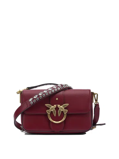 Pinko Mini Love Slouchy Small Shoulder Bag In Burgundy