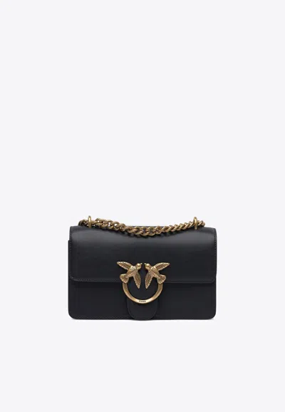 Pinko Mini Love Soft Leather Crossbody Bag In Black
