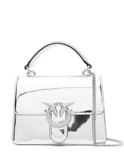 Pinko Mini Love Tote Bag In Silver