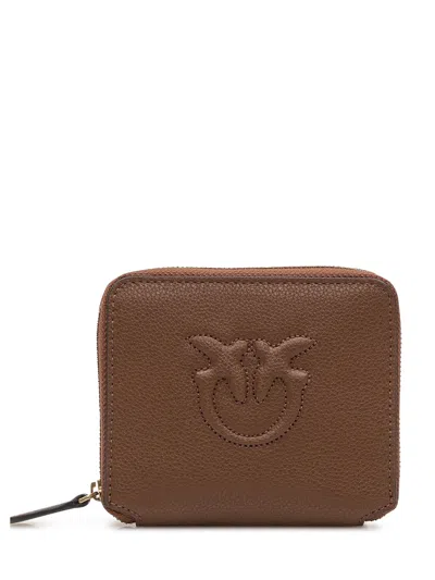 Pinko Mini Portasheet Wallet In Marrone Gold