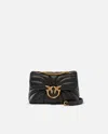 Pinko Mini Quilted Butterfly Love Bag Crossbody In Nappa Leather In Black-antique Gold