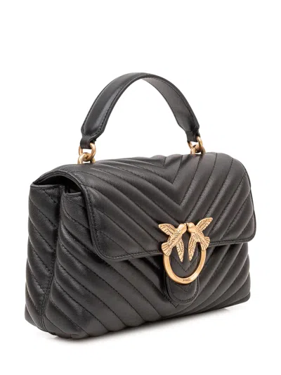 Pinko Mini Quilted Shoulder Bag With Elegant Handle In Black