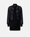Pinko Mini-robe Chemise En Dentelle Transparente In Limo Black
