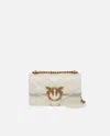 Pinko Love Bag Mini Chevron-quilted Nappa Leather Crossbody Bag In White+white-antique Gold
