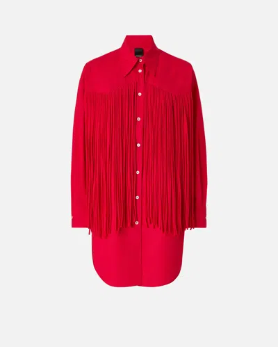 Pinko Fringe-detail Mini Dress In Red