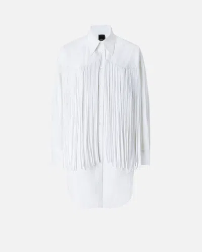 Pinko - Mini Shirt Dress With Fringing - Xs In White