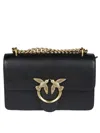 Pinko Mini Shoulder Bag With Bird-inspired Gold Clasp In Black