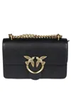 Pinko Mini Shoulder Bag With Bird-inspired Gold Clasp In Black