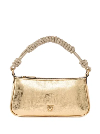 Pinko Mini Signature Love Birds Buckle Tote Bag In Gold