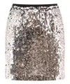 Pinko Sequin-embellished Mini Skirt In Silver