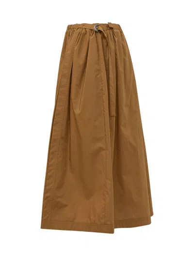 Pinko Mini Skirt With Flounce Details In Brown