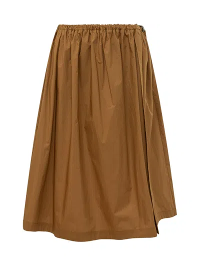 Pinko Mini Skirt With Flounce Details In Brown