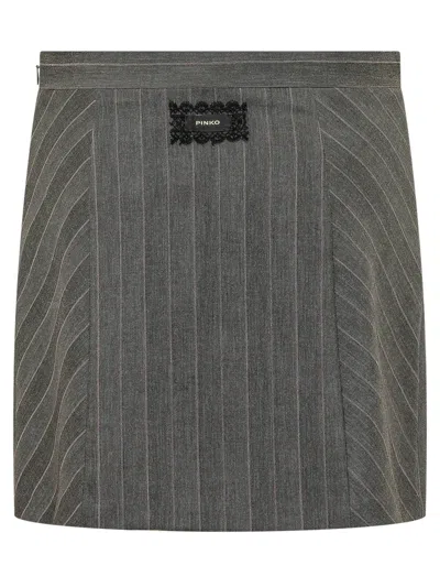 Pinko Mini Skirt With Tailored Fit, Size L In Gray