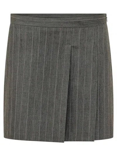 Pinko Pinstripe Flared Skirt In Gray
