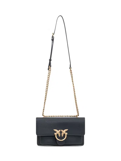 Pinko Mini Soft Shoulder Bag In Nero-antique Gold