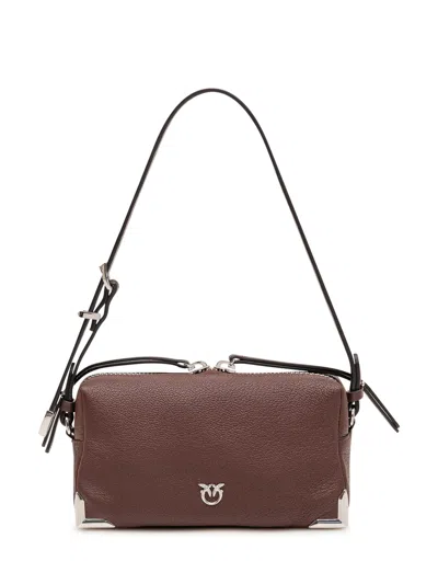 Pinko Mini Structured Trio Satchel Shoulder Bag In Castano Intenso