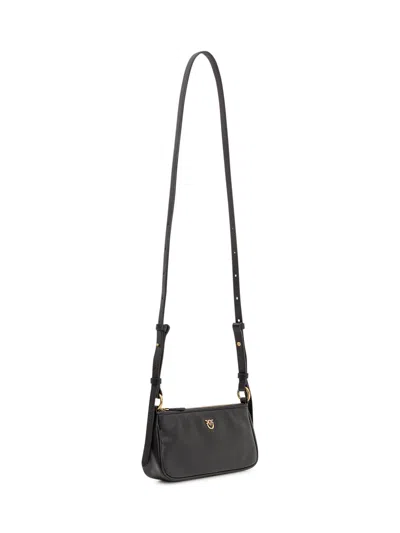 Pinko Mini Stylish Shoulder Bag In Nero Antique Gold