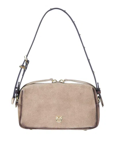 Pinko Mini Suede Triptych Top Case In Brown