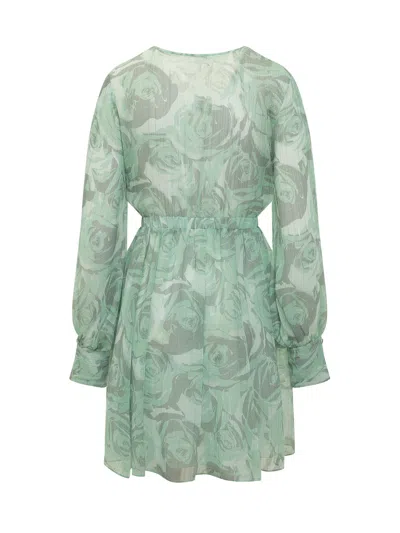 Pinko Mini Suit Shorts With Adjustable Drawstring In Mult.verde/grigio/verde