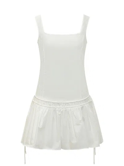 Pinko Mini Suit With Gathered Skirt In White