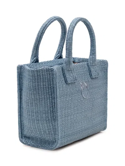 Pinko Mini Tote Bag With Handles In Light Blue