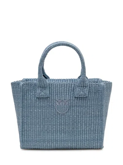 Pinko Mini Tote Bag With Handles In Light Blue