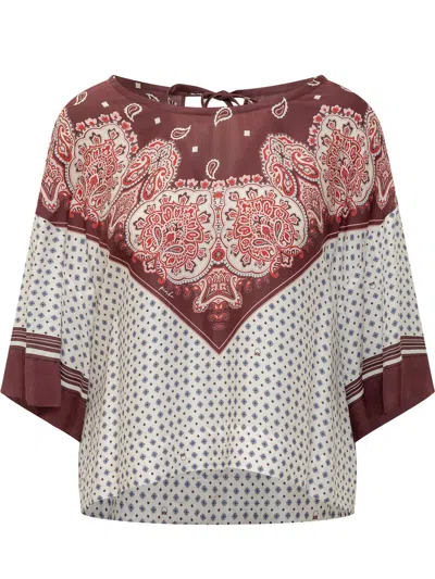 Pinko Mini Twill Shirt With Unique Fabric Art In Multi