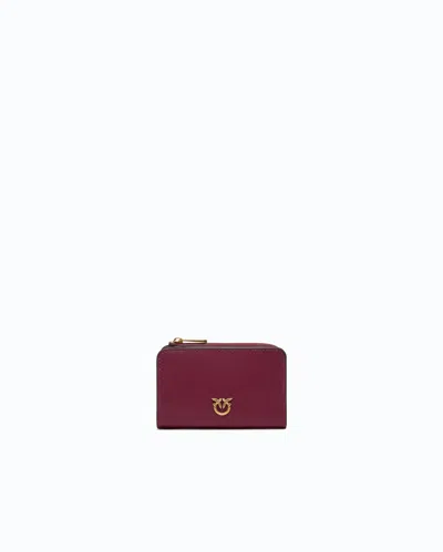 Pinko - Mini Wallet In Leather With Love Birds In Brown