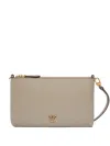 Pinko Mini Zip-fastening Logo-plaque Clutch Bag In Gray