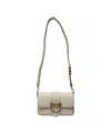 Pinko Minimalist White Leather Crossbody Bag With Metallic Bird Accents In White