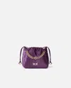 Pinko Satin Mini Clutch Bag With Chain In Grape Wine-gold