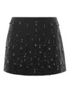 Pinko Miniskirt With Crystals And Pearls In Black