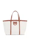 Pinko Miranda Leather-trimmed Canvas Tote Bag In Neutral