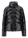 Pinko Cropped Black Down Coat With Glossy Finish And High Collar In Black