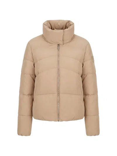 Pinko Mirco Caban Quilted High-neck Jacket In Brown