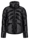 Pinko Cropped Black Down Coat With Glossy Finish And High Collar In Black